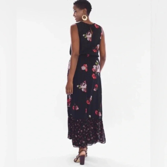 Chico’s Floral Blouson Flowy Maxi Length Dress - Picture 2 of 10